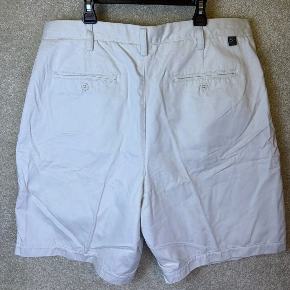 Vintage Nike Golf Shorts Mens 36x9 Beige Pleated Twill Chino Casual Y2K Preppy